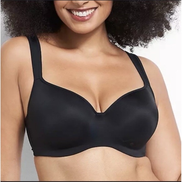 Cacique Other - Cacique‎ Smooth Balconette Bra 38G Lightly Lined Underwire Black Adjustable